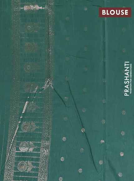 Semi chanderi saree green with zari woven buttas and long zari woven border