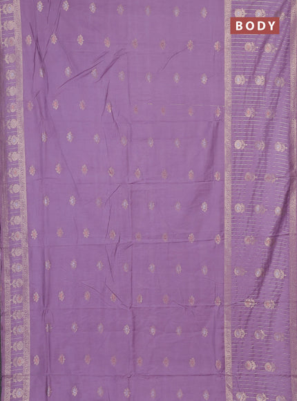 Semi chanderi saree pastel purple with zari woven buttas and long zari woven border