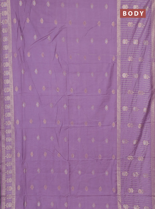 Semi chanderi saree pastel purple with zari woven buttas and long zari woven border