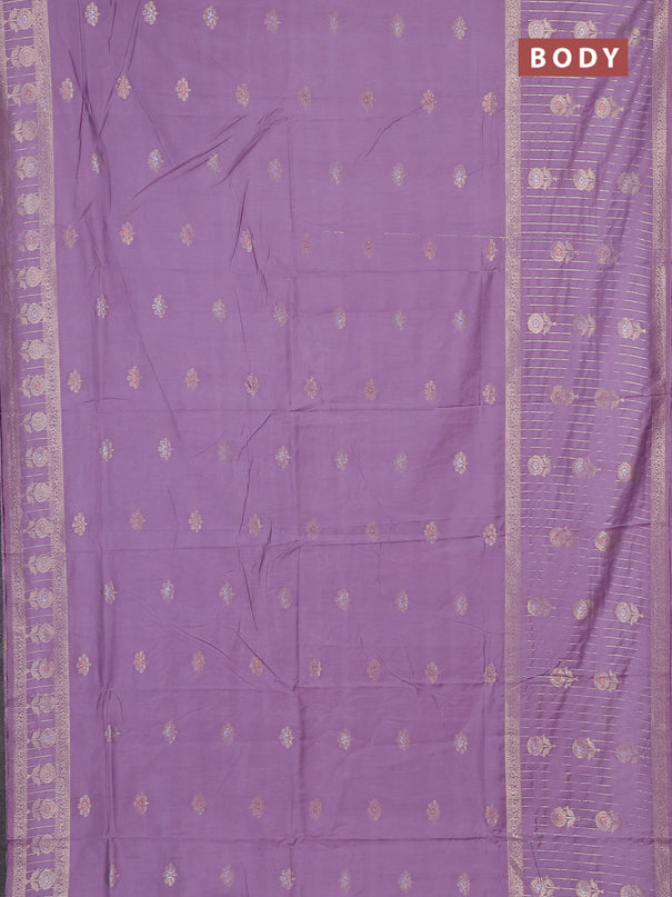 Semi chanderi saree pastel purple with zari woven buttas and long zari woven border