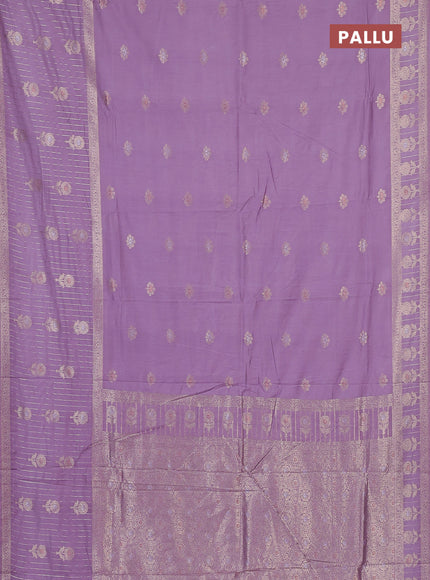 Semi chanderi saree pastel purple with zari woven buttas and long zari woven border
