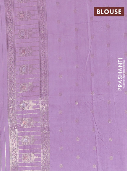 Semi chanderi saree pastel purple with zari woven buttas and long zari woven border