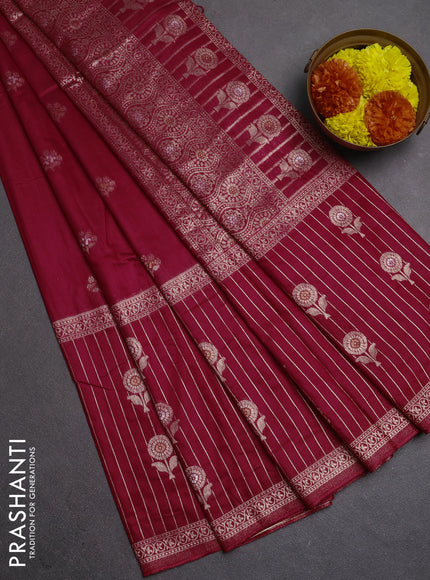 Semi chanderi saree pink with zari woven buttas and long zari woven border
