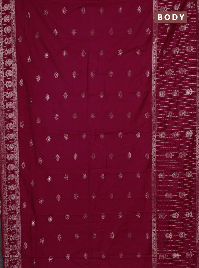 Semi chanderi saree pink with zari woven buttas and long zari woven border