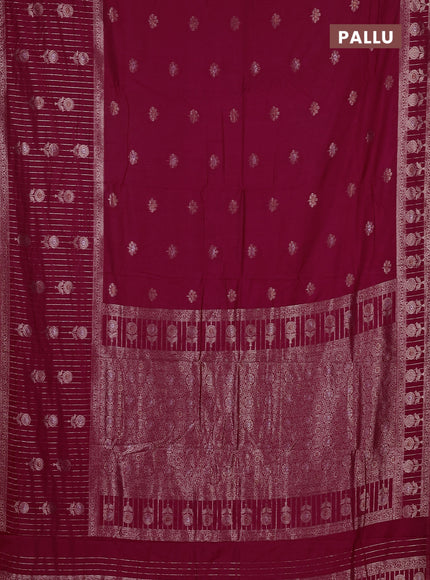 Semi chanderi saree pink with zari woven buttas and long zari woven border