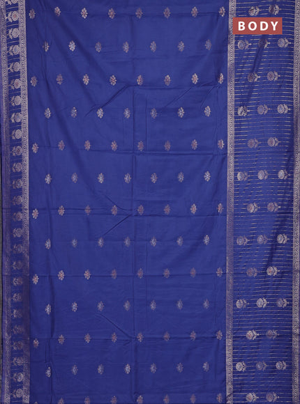 Semi chanderi saree blue shade with zari woven buttas and long zari woven border