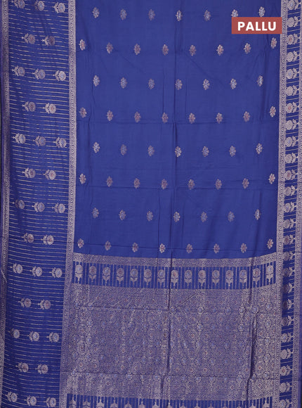 Semi chanderi saree blue shade with zari woven buttas and long zari woven border