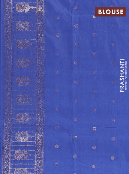 Semi chanderi saree blue shade with zari woven buttas and long zari woven border
