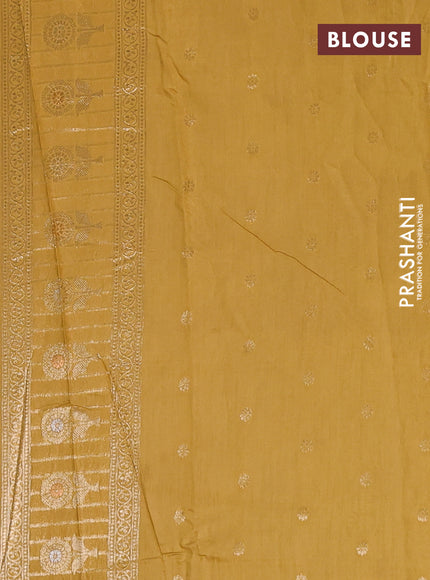 Semi chanderi saree mustard yellow with zari woven buttas and long zari woven border