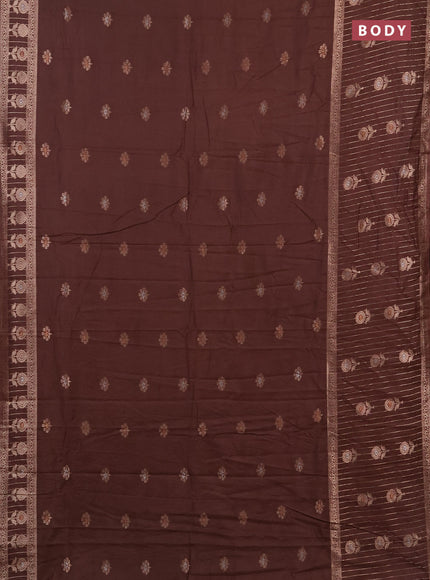 Semi chanderi saree brown with zari woven buttas and long zari woven border