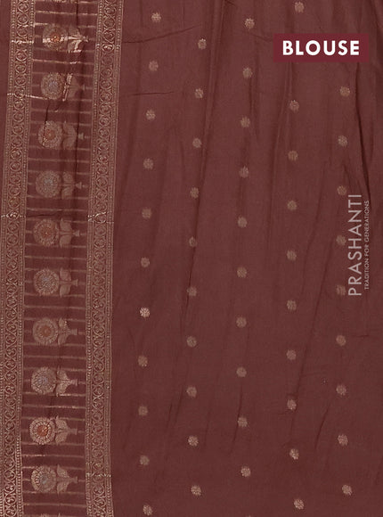 Semi chanderi saree brown with zari woven buttas and long zari woven border