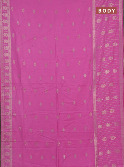 Semi chanderi saree light pink with zari woven buttas and long zari woven border