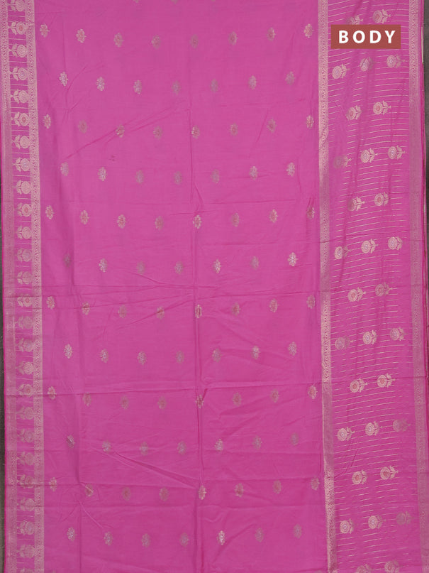 Semi chanderi saree light pink with zari woven buttas and long zari woven border