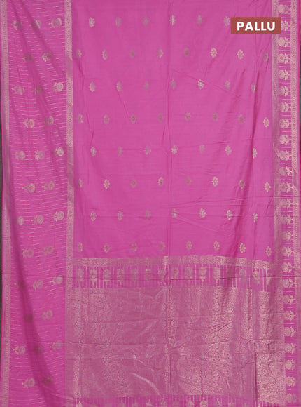 Semi chanderi saree light pink with zari woven buttas and long zari woven border