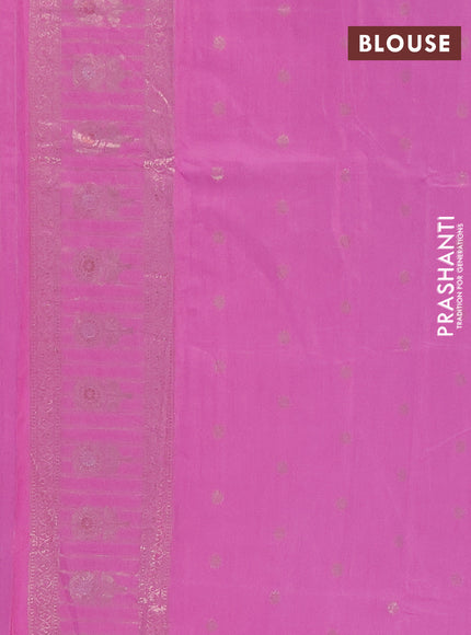 Semi chanderi saree light pink with zari woven buttas and long zari woven border