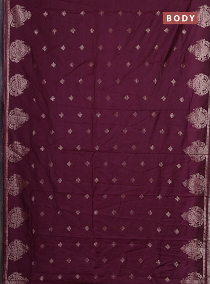 Semi chanderi saree deep wine shade with zari woven buttas and zari woven butta border