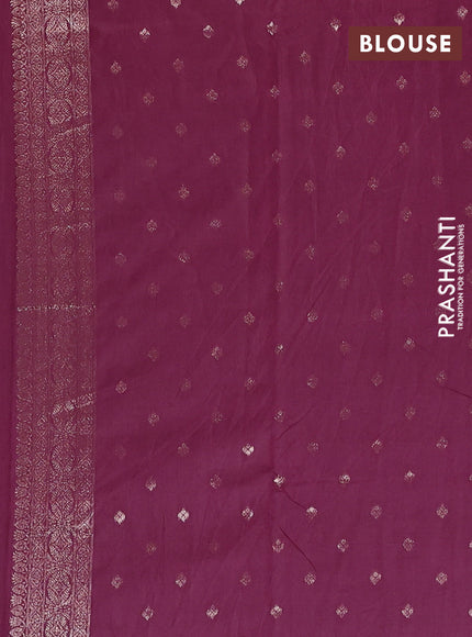 Semi chanderi saree deep wine shade with zari woven buttas and zari woven butta border