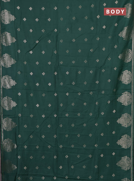 Semi chanderi saree green shade with zari woven buttas and zari woven butta border