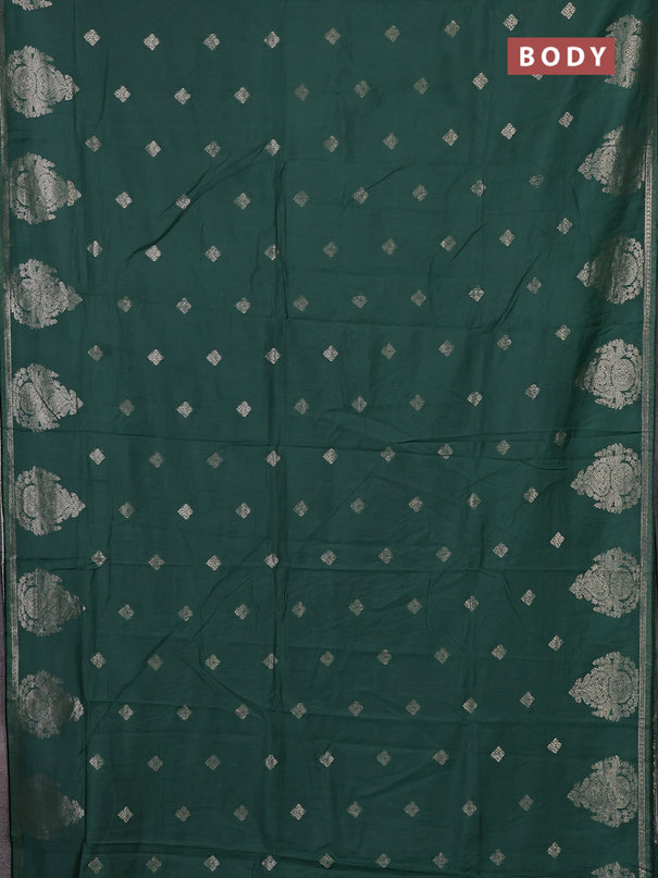 Semi chanderi saree green shade with zari woven buttas and zari woven butta border