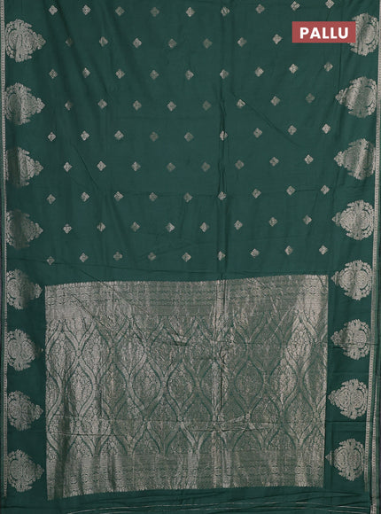 Semi chanderi saree green shade with zari woven buttas and zari woven butta border