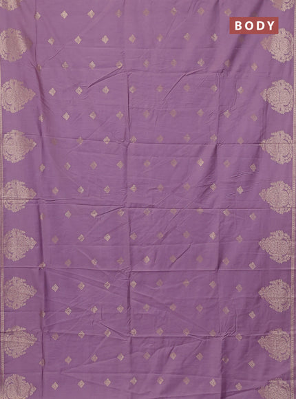 Semi chanderi saree lavender with zari woven buttas and zari woven butta border