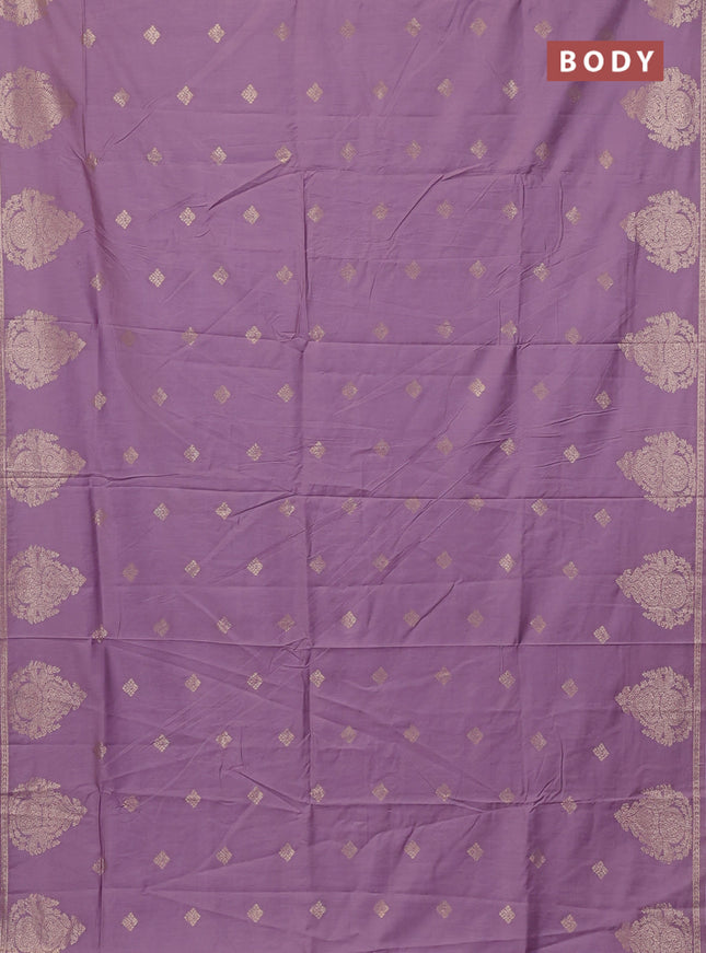 Semi chanderi saree lavender with zari woven buttas and zari woven butta border