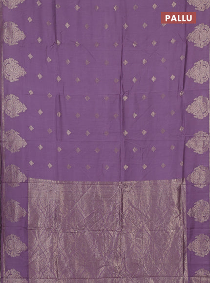 Semi chanderi saree lavender with zari woven buttas and zari woven butta border