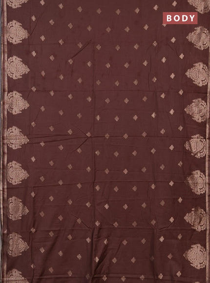 Semi chanderi saree brown with zari woven buttas and zari woven butta border