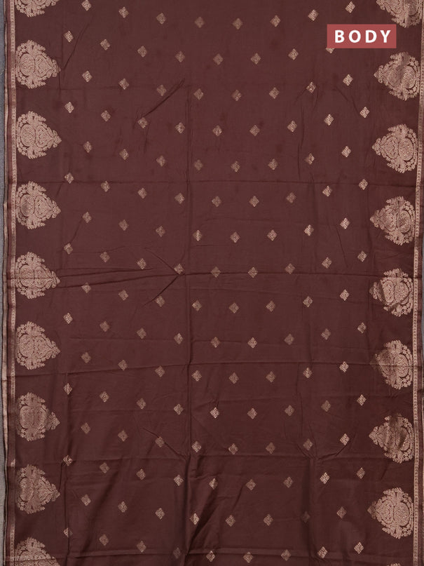 Semi chanderi saree brown with zari woven buttas and zari woven butta border