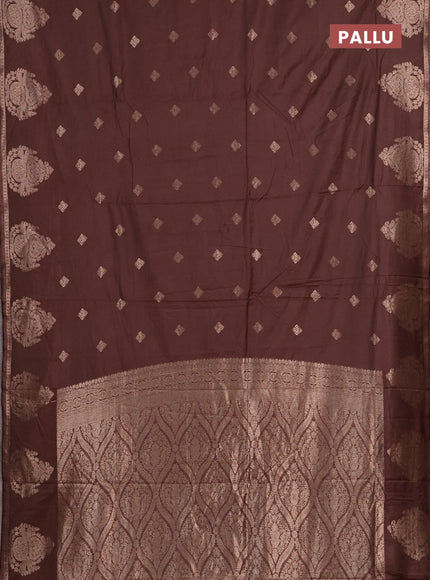 Semi chanderi saree brown with zari woven buttas and zari woven butta border