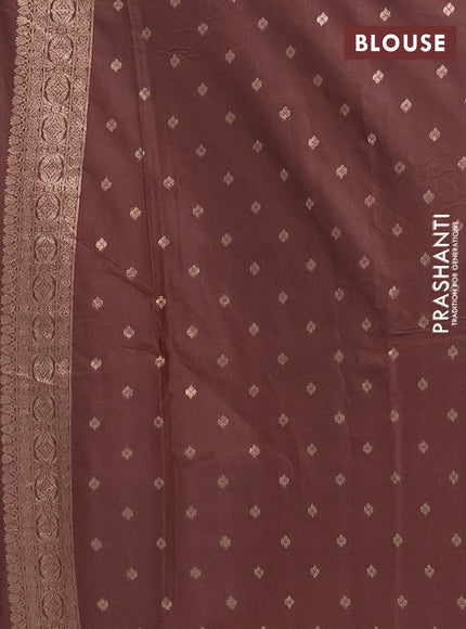 Semi chanderi saree brown with zari woven buttas and zari woven butta border