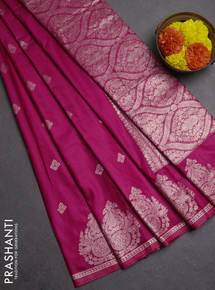 Semi chanderi saree pink with zari woven buttas and zari woven butta border
