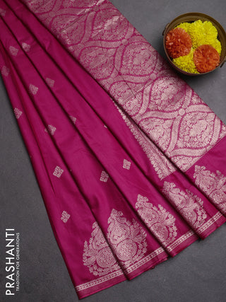 Semi chanderi saree pink with zari woven buttas and zari woven butta border