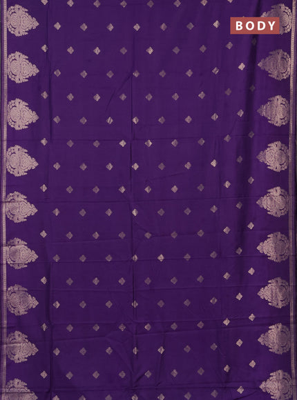 Semi chanderi saree violet with zari woven buttas and zari woven butta border