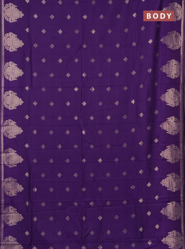 Semi chanderi saree violet with zari woven buttas and zari woven butta border