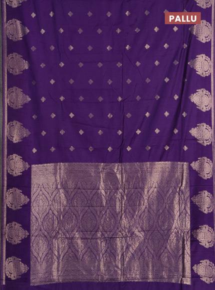 Semi chanderi saree violet with zari woven buttas and zari woven butta border
