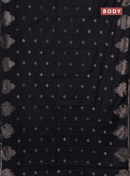 Semi chanderi saree black with zari woven buttas and zari woven butta border