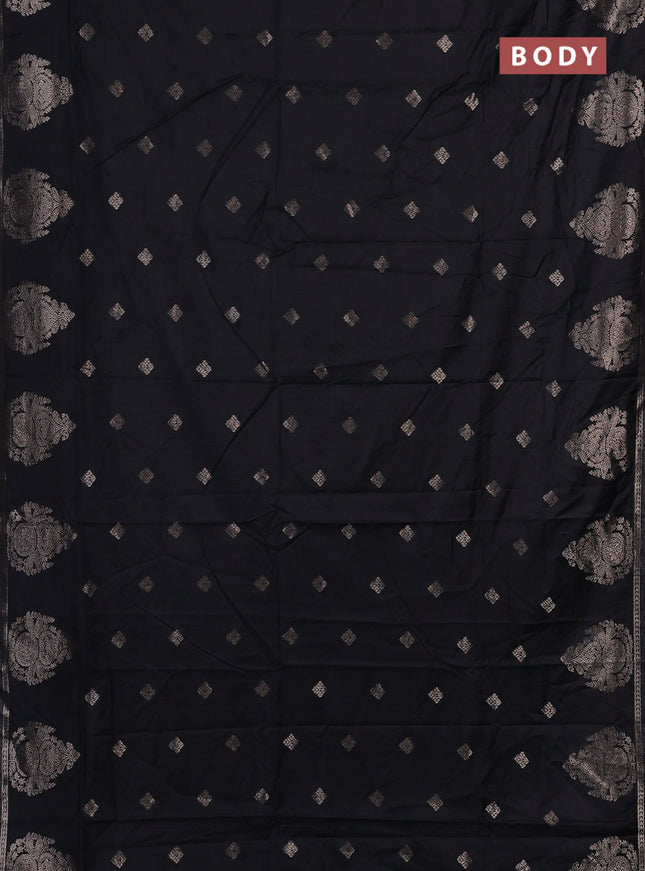 Semi chanderi saree black with zari woven buttas and zari woven butta border