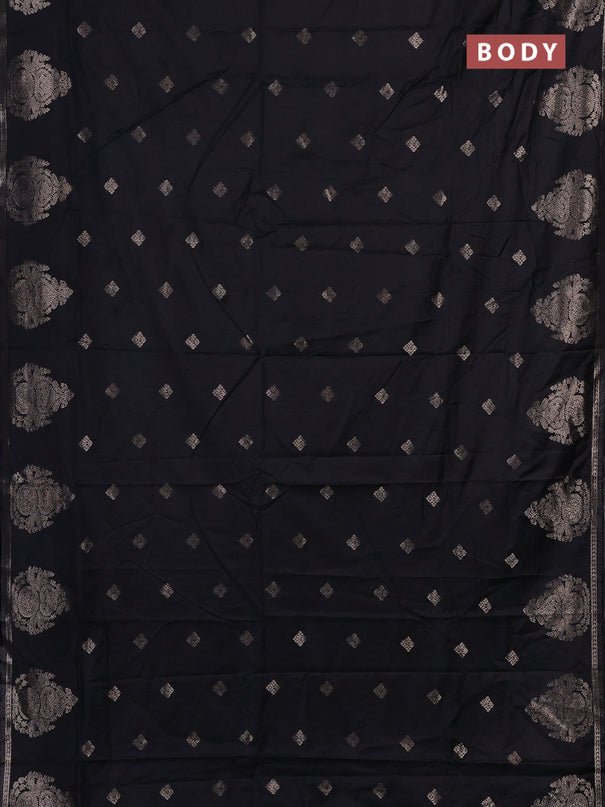 Semi chanderi saree black with zari woven buttas and zari woven butta border