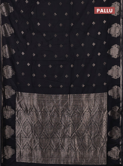 Semi chanderi saree black with zari woven buttas and zari woven butta border