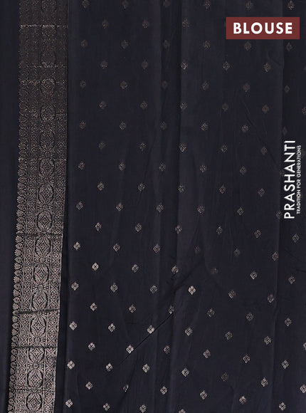 Semi chanderi saree black with zari woven buttas and zari woven butta border
