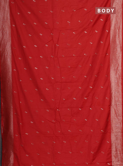 Semi chanderi saree red with zari woven buttas and zari woven border