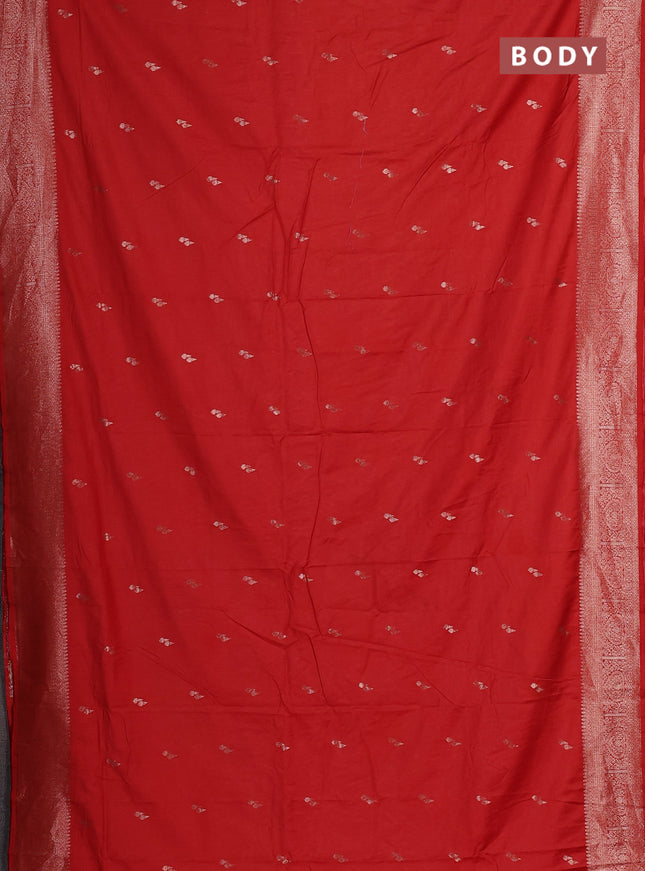 Semi chanderi saree red with zari woven buttas and zari woven border