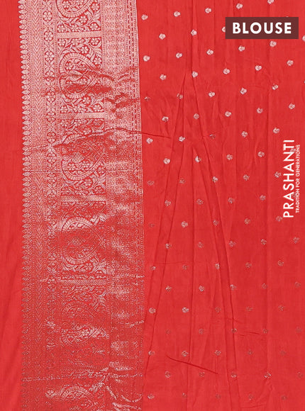 Semi chanderi saree red with zari woven buttas and zari woven border