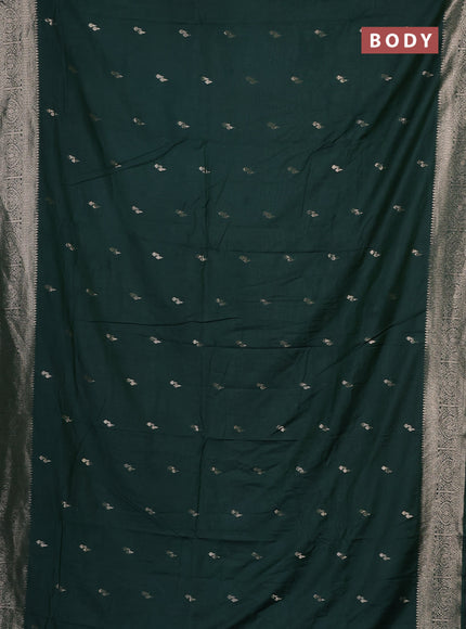 Semi chanderi saree green with zari woven buttas and zari woven border