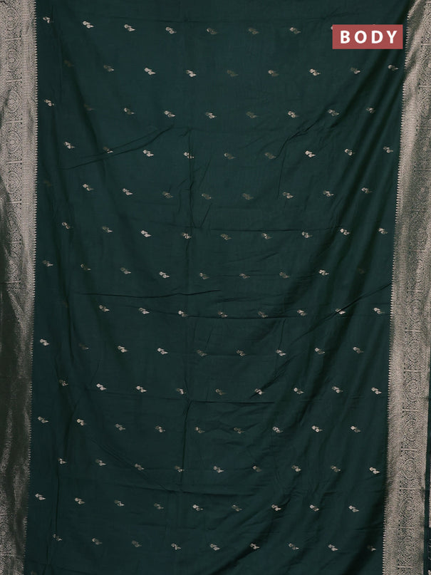 Semi chanderi saree green with zari woven buttas and zari woven border