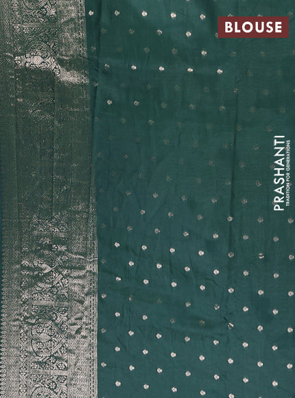 Semi chanderi saree green with zari woven buttas and zari woven border