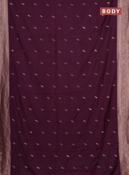Semi chanderi saree wine shade with zari woven buttas and zari woven border