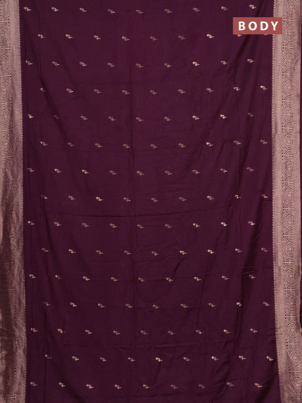 Semi chanderi saree wine shade with zari woven buttas and zari woven border