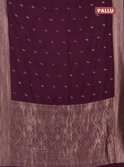 Semi chanderi saree wine shade with zari woven buttas and zari woven border